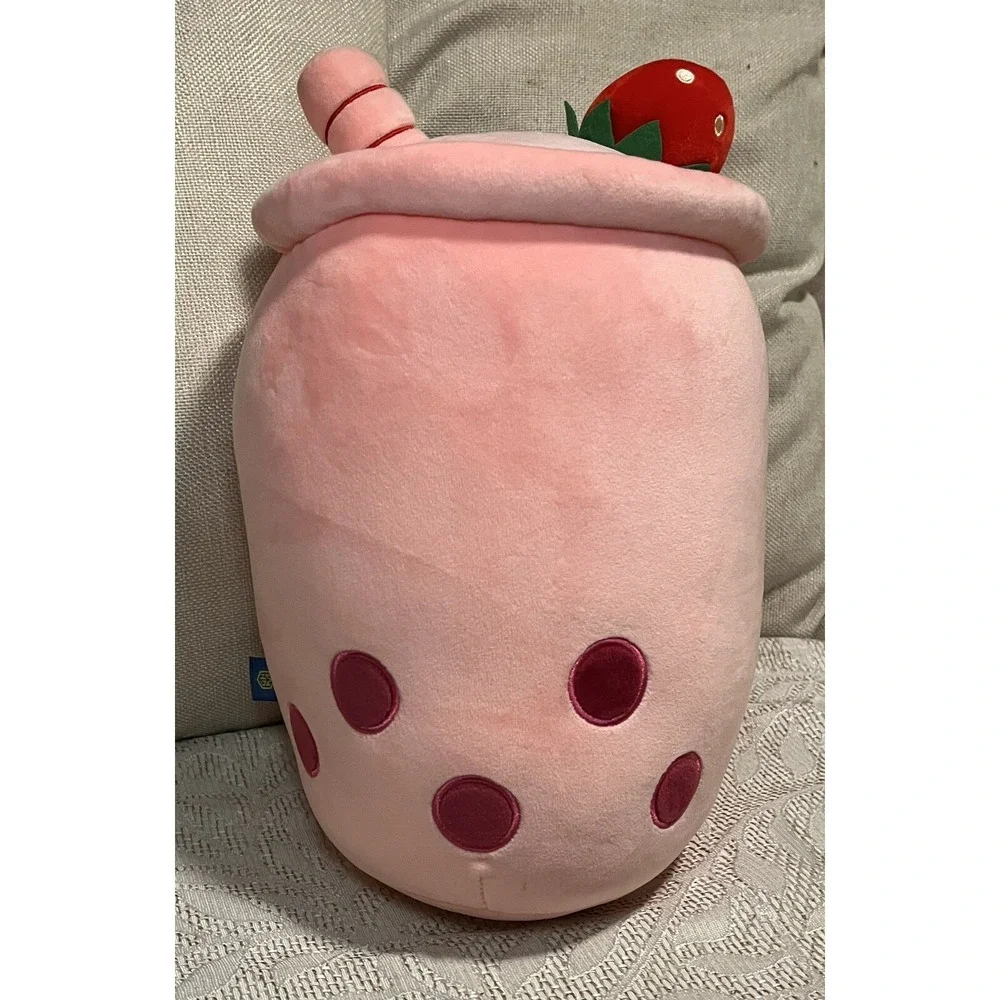 New Cute Bubble Cup Strawberry Milk Tea Boba Soft Stuffed Plush Pillow Kawaii